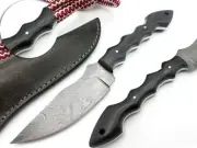 DAMASCUS CUSTOM HANDMADE SHARP HUNTER BOWIE KNIFE MICARTA GRIP & SHEATH