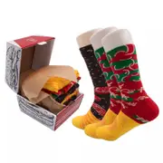 ANYSOX 3 Pairs Multi-color Black Size 5-11 Fashion Socks With Pizza Sushi Design Happy Harajuku Skate Cotton Comfortable To Wear Christmas Gift