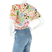 Asos Renaissance Print Pom Pom Fringe Retro Beach Swim Top Blouse