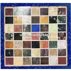 Square Marble Console Top Side Table Chess Mosaic Lapis Inlaid Outdoor Art H4953