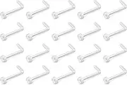 [GCNWW] 20Pcs Clear Nose Stud Piercing Retainers - Bioflex Plastic L Shaped Nose Stud for Eyebrow Lip, 18G/20G Septum Stud for Work, School, Surgery, and Sports - Invisible, Comfortable & Durable, One