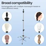 Tripod Mannequin Head Stand Adjustable Holder Cosmetology Hairdressing Training