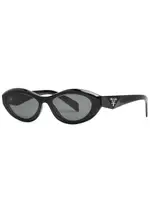 Prada - Oval-frame Sunglasses Black, Designer-engraved Lenses, Designer-stamped Temples, 100% UV Protection One Size