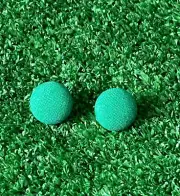 Handmade Button Earrings Stud Solid Green Fabric Retro 80s Club Style NEW