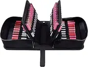 ROWNYEON Lipstick Organizer Case - Portable Travel Makeup Bag, Large Capacity Cosmetic Carrying Case for Makeup Artists, Lip Gloss Storage, Black-67 Slots, 10.7x7