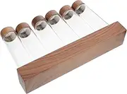 VALICLUD 1Set Glass Coffee Bean Storage Tubes with Solid Walnut Base Airtight Lids Single Dose Containers for Coffee Beans Tea Leaves Spices and Floral Tea Storage