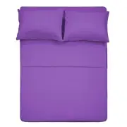 4 Piece Bed Sheet Set (Full,Violet) 1 Flat Sheet,1 Fitted Sheet and 2 Pillow ...