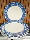 Set~6 Grace Teaware Blue Floral Vine 10 1/2" Fine Porcelain Dinner Plates New