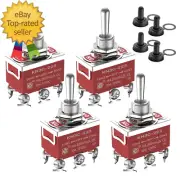 Momentary Toggle Switch 12V DC 3 Way 30 Amp DPDT 6 Pin (On)-Off-(On) Waterproof