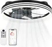 USOR Ceiling Fan with Light and Remote Control, 50CM Low Profile Ceiling Fan with Light, Dimmable LED Ceiling Fan, and 6 Wind Speeds, Suitable for Bedroom and Living Room Flush Mount Ceiling Light