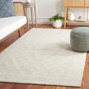 Ebony Collection Area Rug - 3' x 5', Ivory & Light Blue, Handmade Wool, Ideal...