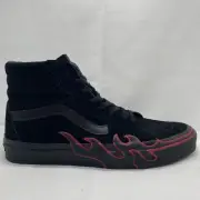 VANS Sk8 Hi Flame, Mens US Size 11.5 / Womens 13 Suede Black / Red | VN0005UJY09