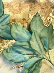 vintage millinery 1940s silk leaves light green shaded 1 spray made in Japan