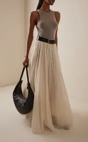 Crinoline Cotton-Silk Maxi Skirt