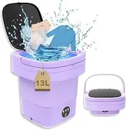 Mini Washing Machine Foldable 11L Camping Washing Machine Foldable with Laundry Bag, Portable Washing Machine for Socks, Underwear, Baby Clothes, Small Clothes, Travel, Hotel, Motorhome, Purple