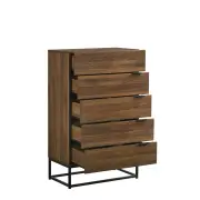 Design Square Malachi Chest Of 5-Drawers Tallboy Storage Cabinet - Walnut