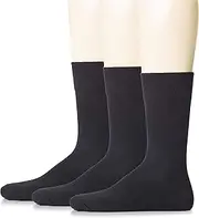 [Hugh Ugoli] Mens Cotton Dress Socks, Plain Colors, Regular Fit, Crew, Casual Socks, Shoe Size 6 to 15 (3 Pack)