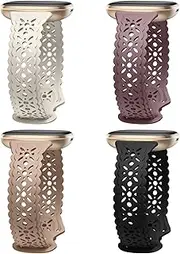 [Maledan] 4 Pack Lace Silicone Band Compatible for Fitbit Versa 3, Sense, Versa 4, Sense 2 - Soft Ultrathin Hollow-out Sport Strap Replacement Wristband for Women
