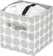 iDesign Arrow Fabric Storage Cube Bin, Small Basket Container with Dual Side Handles for Closet, Bedroom, Toys, Nursery, Multi Small Cube Gray Dot