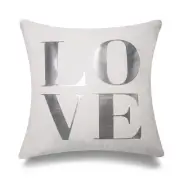 Love Silver Foil On White With Feather Down Insert Pillow