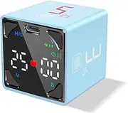 Ticktime Pomodoro Timer Cube, Digital Productivity Timer, Pause & Resume, Silent, Vibrate & Adjustable Sound Alert, for ADHD, Task, Work, Study,1/3/5/10/15/25/45/60min & Custom Countdown, Blue