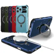 Magnetic Case For iPhone 16 15 14 13 Pro Max Wireless Charging Ring Holder Cover