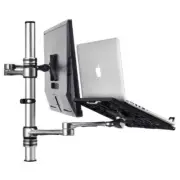 Atdec Notebook-Monitor Combo Mount on Post. Max load: 8kg (Flat), 5.5kg (curved)