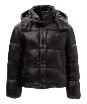 NWT Sam Edelman Girls' Puffer Coats BLACK - Black Shiny Cire Puffer Coat Size 4