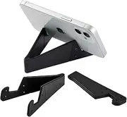 3 Pack Portable Cell Phone Stand for Desk, 【Upgraded Material】 Universal Pocket-Sized Foldable Small Mobile Phone Holder, V Smartphone Kickstand Mount Compatible with iPhone IPads Kindle Android-Black