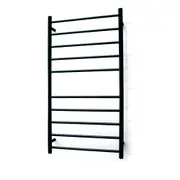 Radiant Matte Black 600 x 1100mm Round Heated Towel Rail (Left Wiring) BRTR02LEFT