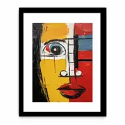 Blue Red Face Framed print Art Poster