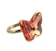 BACCARAT Papillon Butterfly Vermeil Gold Pld Silver Pink Crystal Ring New Sz 53
