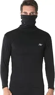 [Henri maurice] Men's Turtleneck Shirts Thermal Top Base Layer Compression Long Sleeve Black HOM