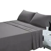 Soft 4pcs Pillowcase Flat Fitted Sheet Set - Grey