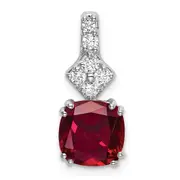 14K White GoldLab Grown Real Diamond u0026 Created Ruby Pendant