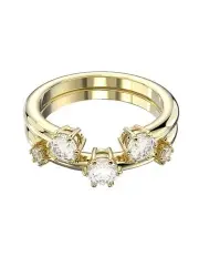 [Swarovski] Constella Ring Set of 2 Round Cut Gold-Tone Plated in White