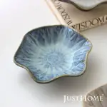 【JUST HOME】復古花邊陶瓷5.5吋荷口盤-冷煙灰(日式碗盤 小碟子 5.5吋 調味碟 小菜盤 窯變系列)