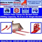 Millers Falls 1800kg Fork Extension Attachments for Loader / Bobcat Bucket