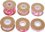 Alipis 6 Rolls Elegant Flower Printing Ribbons Multi Use DIY Decorative Packing Ribbons for Present Wrapping Craft Projects Each Beautiful Material