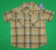 12 12m NWT Pumpkin Patch CAR YARD Yellow Black Plaid Button Up SHIRT Top Boys
