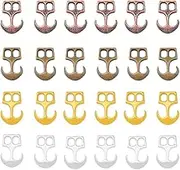 SUPERFINDINGS 120Pcs 4 Colors Anchor Hook Clasps Alloy Two Hole Clasps Hook 23x16mm Metal Hook Clip for DIY Leather Cord Bracelets Jewelry Making, Hole: 5x4mm