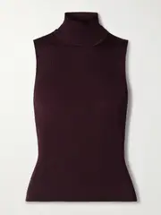 [KHAITE] KHAITE - Benita Ribbed-knit Turtleneck Top - Burgundy - small small Burgundy