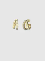 GUESS Women's Gold Matelasse Pave Double Hoop Earrings One Size