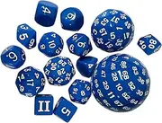 Generic 15-Pack Dice Set Easy-to-Read Role-Playing RPG Game Dice Multi-Sided Game Dice for Role-Playing Games, Party Supplies, Board Game Entertainment, Blue