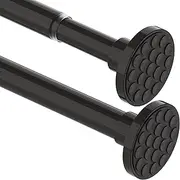 Curtain Pole, No Drilling, 400 cm Long Curtain Rod, 4 m Extra Length Shower Rail, No Drilling, Clothes Rail, Extendible for Bathroom, Bedroom, Black (115-410CM, Φ32 mm)
