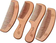 Beatifufu 4pc Anti-static Peach Wood Hair Comb Set Natural Wooden Anti-static Combs for Tangle Hair