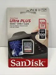 SanDisk Ultra Plus 128GB 130MB/s SDXC UHS-I Memory Card HD Video Sealed NEW