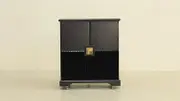 Home Bar Penfold Rolling Bar Cabinet – Mahogany Wood, Brown Finish with Wheels