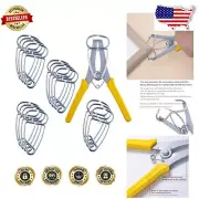 Yellow Metallic Miter Spring Pliers with 16 Miter Clamps for Builders & Crafters