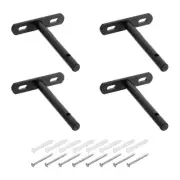 4 Set Floating Shelf Bracket 4", T Brackets for Shelves with Screws, Black